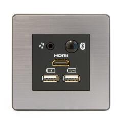 Mini hotel media hub with bluetooth two usb and audio / Hotel room wall media hub