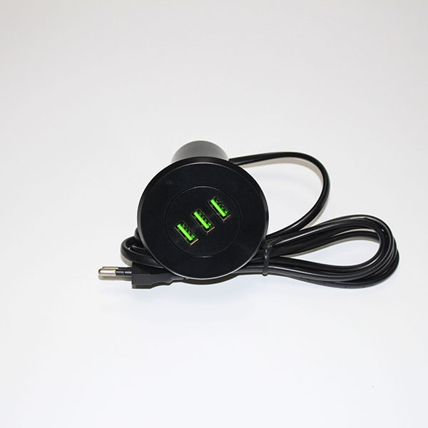 Round Desktop sofa USB Charger Socket with 3 USB port